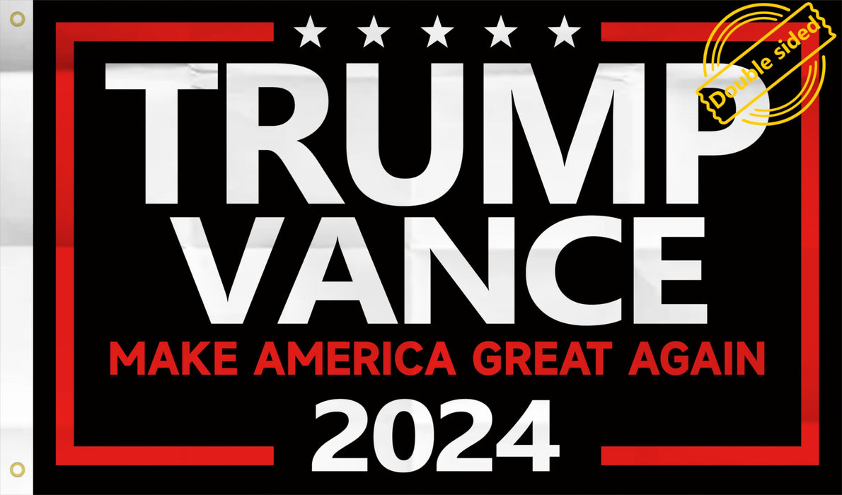 WENWELL Trump Vance 2024 Flag Double-Sided 3x5 Ft - Make America Great Again Trump Vance '24 Presidential Campaign Banners for car Boat Outdoor,Premium 3-Ply Durable Material,Black