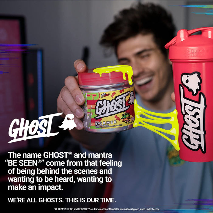 GHOST Gamer: Energy and Focus Support Formula - 40 Servings, Sour Patch Kids Redberry - Nootropics & Natural Caffeine for Attention, Accuracy & Reaction Time - Vegan, Gluten-Free