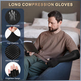 Zuscot Long Copper Compression Arthritis Gloves for Women & Men, Medical Arm & Hand Compression Gloves, Fingerless Pressuse Gloves, Hand Support Sleeves for Carpal Tunnel, Lymphedema, Hand Pain, Edema