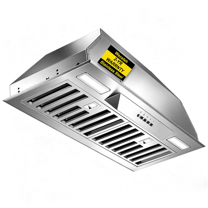 30 Inch Built-in Range Hood Insert, 900 CFM Kitchen Vent Hood, Stainless Steel Stove Vent, Ducted/Ductless Convertible Stove Hood, 25° Elevated Screen & Square LED Lights