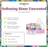 Truly Free Unscented Softening Rinse, Natural Fabric Softener - Plant-Based, Non-Toxic, Safe for Babies & Kids, 200 Loads (w/o Jug)