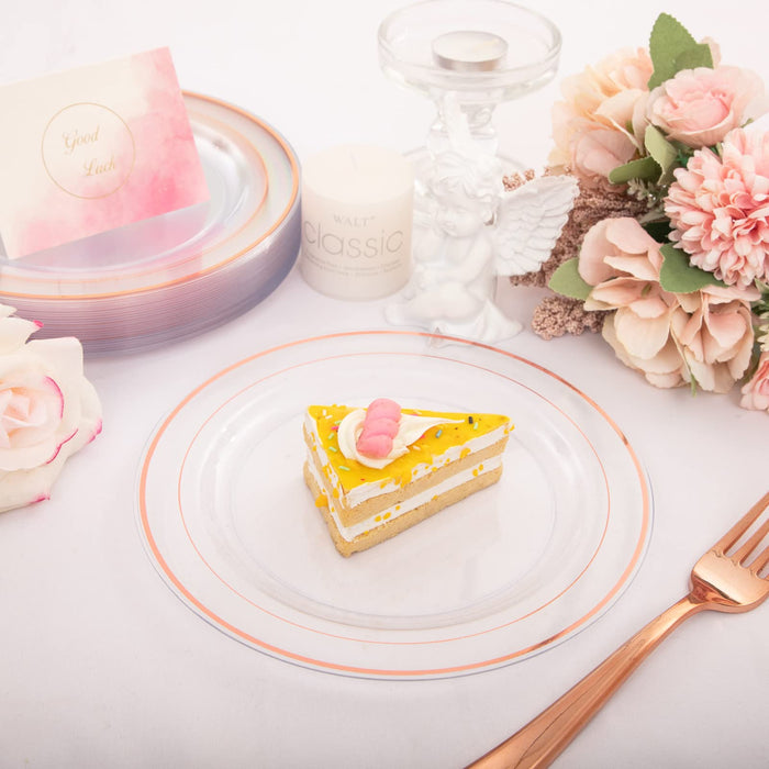 I00000 Rose Gold Plates 72 Pieces & Plastic Forks 72 Pieces, Small Cake Plates 7.5 inch, Premium Plastic Dessert Plates and Disposable Appetizer Plates Great for Party