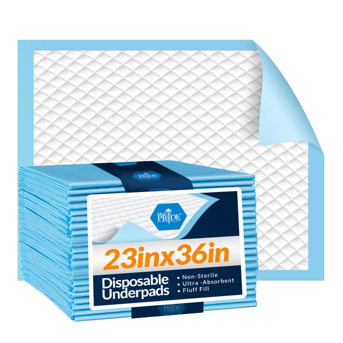 MED PRIDE Disposable Underpads 23'' X 36'' (25-Count) Incontinence Pads, Chux, Bed Covers, Puppy Training | Thick, Super Absorbent Protection for Kids, Adults, Elderly | Liquid, Urine, Accidents