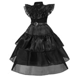 WYB Black Wednesday Addams Costume Dress for Girls Halloween Costumes Cosplay Party School Days Dress with Accessories 4-12Y