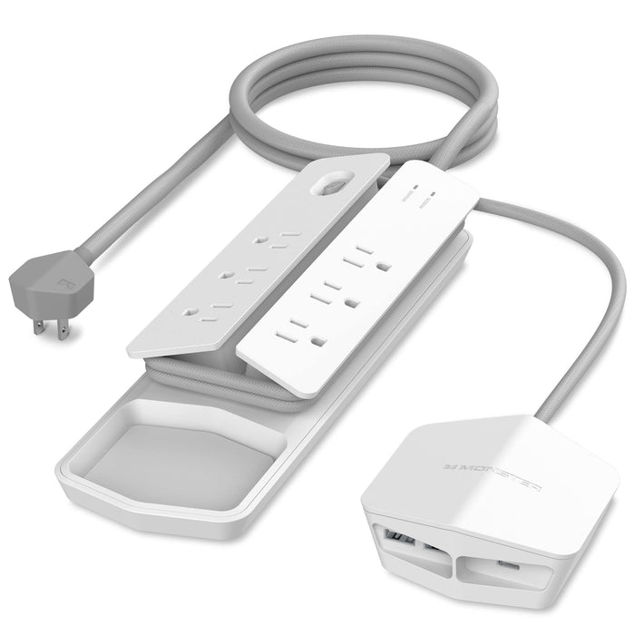 Monster Power Center Vertex Surge Protector With Detachable Power Strip - 6 AC Outlets, 2 USB-A Ports & 1 USB-C Port