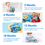 hahaland Baby Books 0-6 Months,Infant Tummy Time Toy High Contrast Sensory Baby Toys 6 to 12 Months Touch Feel Book Gift Christmas Stocking Stuffers for Boy Girl 0-3 Months Book Early Learning Toy