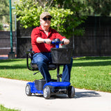 Mobility Scooter for Adults, Senior, Skmc 4 Wheels Electric Powered Chargeable Device for Travel, Lightweight and Portable, with LED Headlights and Basket, Charger Included, Red/Blue (RED red)