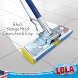 Lola Products SqueezeMatic Butterfly Sponge Mop Refill, 9" Wide, Replacement Head, Floor Cleaning, Compatible w/Quickie Type S Sponge Mops, 6 Pack