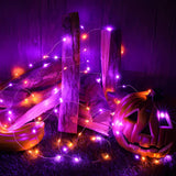 66Ft 200 LED Fairy Lights, 8 Modes Waterproof String Lights Outdoor Lights Bedroom Decor, Twinkle Lights for Garden Girl's Room Halloween Christmas Wedding Party(Purple&Orange)