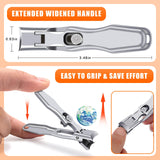 German Nail Clippers for Men Thick Nails, Heavy Duty Large Toenail Clippers for Seniors Thick Toenails with Wide Opening, Ultra Sharp Anti Splash Fingernail Clipper Cutter Long Handle with Catcher