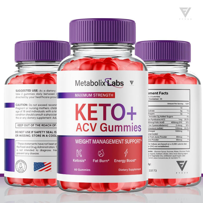 (3 Pack) Metabolix Labs Keto ACV Gummies, Metabolix Labs Keto ACV Gummies Advanced Weight Plus Loss Supplement, Metabolic Keto Plus ACV Apple Cider Vinegar 1000MG Folate (180 Gummies)