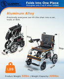 UJQNBM Only 33lb Lightweight Electric Wheelchairs for Adults, Foldable Power Wheelchair with One-Click Mute and SOS Alert Button, Motorized Wheelchair for Seniors, Airline Approved, Ships from USA