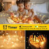 KNONEW 200FT 600 LED Outdoor Fairy Lights Plug in, Christmas Fairy Lights Outdoor Waterproof 8 Modes Memory Times for Wedding Bedroom Walls Garden Trees Decoration(Warm White)