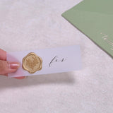 UNIQOOO Wax Seal Stickers - Eucalyptus Wedding Invitation Envelope Seal Stickers, 50 Pcs Self- Adhesive Prosecco Metallic Light Gold Stickers, Perfect for Invitation, Christmas, Gift Wrapping