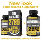 NooMost Organic Ashwagandha Capsules 2700mg w/Black Pepper Extract 20mg as Vegan Ashwagandha Supplements for Anti Stress Relief, Natural Mood Support, Energy & Focus, 2 Months