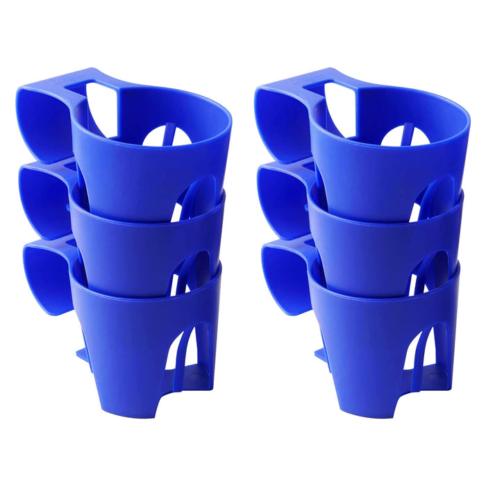 TonGass (6-Pack, Blue) Poolside Cup Holders Compatible with Above Ground Pools with 2 Inches or Thinner Round Top Bars - Strong and Durable Easy to Use Clip-On No-Spill Cup Holders