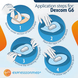 ExpressionMed - Adhesive Patches for Dexcom G6 (Pack of 5) - Made in The USA, Waterproof, Non-Fraying, Pre-Cut CGM Sensor Tapes (Pastel Flowers Variety Pack - Flower Shape)