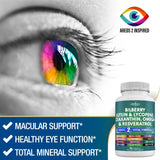 NEW AGE Eye Health Vitamins with Bilberry 6000mg Lutein & Zeaxanthin 40mg Lycopene 40mg Resveratrol 3000mg Grape Seed Extract 6000mg Astaxanthin - Eye Vitamin - 180 Count