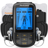 AVCOO 3-in-1 TENS Unit Muscle Stimulator with 30 Modes, 40 Intensities TENS Machine for Gradual Back Pain Relief Therapy, Rechargeable EMS Unit Massager with 12 TENS Electrode Pads, a Storage Bag