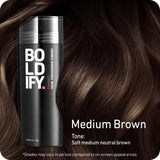 BOLDIFY Hair Fibres for Thinning Hair (MEDIUM BROWN) - 28g Bottle - Undetectable & Natural Hair Filler Instantly Conceals Hair Loss - Hair Powder Thickener, Topper for Fine Hair for Women & Men