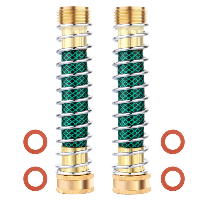 JEEKER Hose Extension Adapter, Garden Hose Kink Protector with Coil Spring, RV Flexible Hose Protector 3/4" GHT Thread, 2 Pack