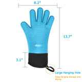 Auzilar Silicone Cooking Gloves, Grilling Gloves, Heat Resistant Gloves BBQ Kitchen Silicone Oven Mitts, Long Waterproof Non-Slip Potholder for Barbecue, Cooking, Baking
