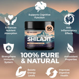 Himalayan Organic Shilajit Resin - 500mg Pure Shilajit Supplement with Over 85 Humic Acid, Enhances Metabolism & Immune System - 100 Servings, 50g.