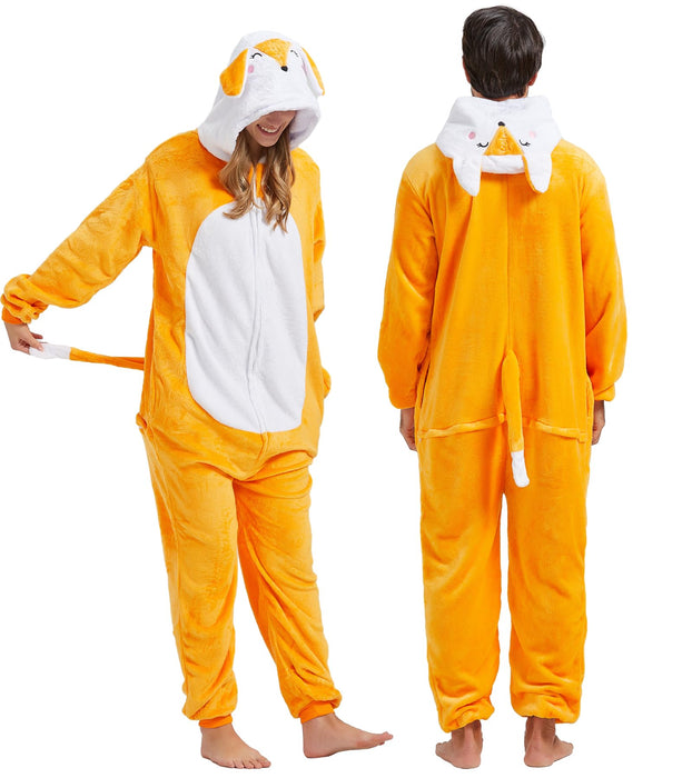 QUCH Adult Onesie Costume-Unisex Animal Onesies for Adults Halloween Costume, Halloween Onesie Adult Onesie Pajamas for Women Fox XL