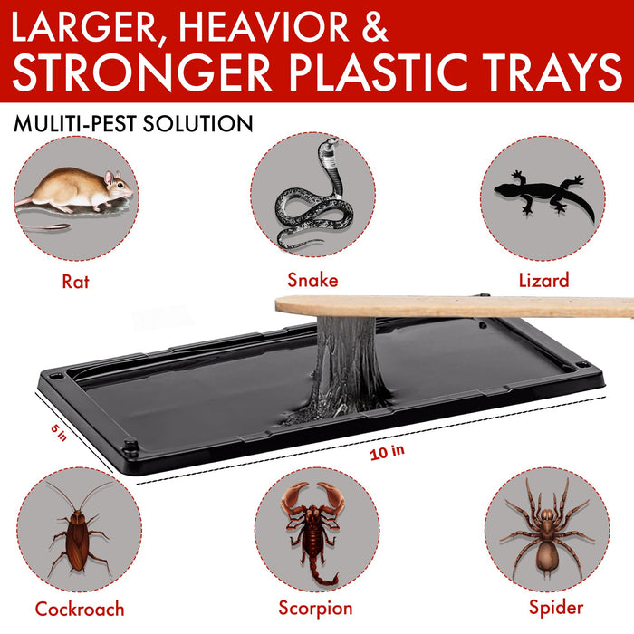 Trapsters USA Mouse & Rat Plastic Glue Traps (6CT) - 5x10 Inches, Pre-Baited, Non-Toxic, Pet-Safe Adhesive Plastic Boards for Home & Office - Indoor Pest Control for Mice (Unscented)