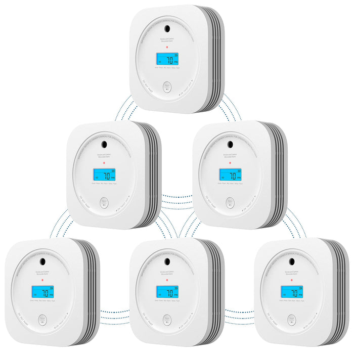 AEGISLINK Interlinked Smoke Carbon Monoxide Detector Combo, Smoke and CO Detector Battery Powered, Wireless Interconnected Smoke and CO Alarm, Digital Display