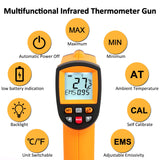 Infrared Thermometer Gun for Measuring High Temp -58°F ~ 1382°F, Not for Human Digital Laser Laser Temperature Thermometer Gun with High Low Alarm, Data Storage, Max/Min Measurement