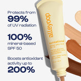 Alleyoop Sunsational Tinted Moisturizer Sunscreen for Face Broad Spectrum SPF 50, 100% Mineral Sunscreen with Jojoba, Protects Hydrates and Soothes Skin, Vegan, Cruelty-Free - Dawn