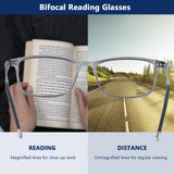 Superior Extremely Light Bifocal Reading Glasses Men Aluminum Arm TR90 Frame Blue Light Blocking Computer Readers Spring Hinge (+2.5, Bifocal & Aluminum Arm)