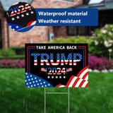 Trump 2024 Yard Signs, 2PCS 16" X 12" Trump 2024 Take America Back Yard Signs for Garden with Heavy Duty Metal H-Frames Double Sided Placard Voted For Trump Signs