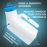 Urinals for Men Glow in The Dark Lid by Tilcare (2 Pack) - 32oz/1000mL Thick Plastic Mens Bedpan Bottle with Screw-on Lid - Spill Proof Urinary Chamber - Male Portable Travel Pee Bottles