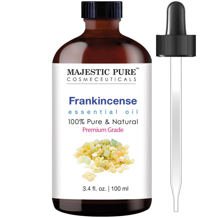 MAJESTIC PURE Frankincense Essential Oil | 100% Pure and Natural Oil | Premium Grade Essential Oils for Hair Care, Home Diffusers, Skin, Aromatherapy, Massage and Humidifiers | 3.4 Fl Oz