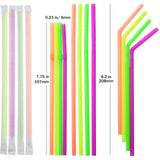 ALINK 1000 Count Neon Flexible Plastic Drinking Straws, Individually Wrapped, Disposable Bendy Straws - 7.75 in x 0.23 in