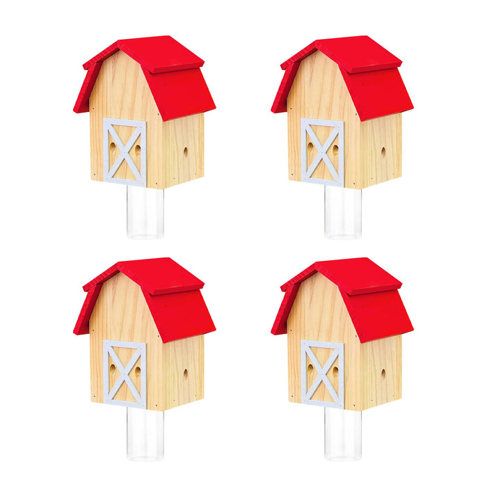GAW Nature Wood Barn Style Carpenter Bee Traps for Outdoors, 4 Pack Best Wooden Bee Trap for Outside