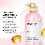 Pantene Rose Water Conditioner, Soothes, Replenishes Hydration, Safe for Color Treated Hair, Nutrient Infused with Vitamin B5 and Antioxidants, Pro-V Blends, 30.0 oz