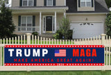 Trump Maga 2024 For President Campaign Large Banner Sign Flag with Brass Grommets,Pro Trump Save America Outdoor Sign House Banner Yard Lawn Decoration 98X18''