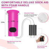 Kekoy Sock Aid, Easy to Use Sock Helper with Foam Handles, Sock Aide Device Pull Up Assistance Help, Sock Helper Stocking Slider for Elderly, Senior, Pregnant, Diabetics(Rose)