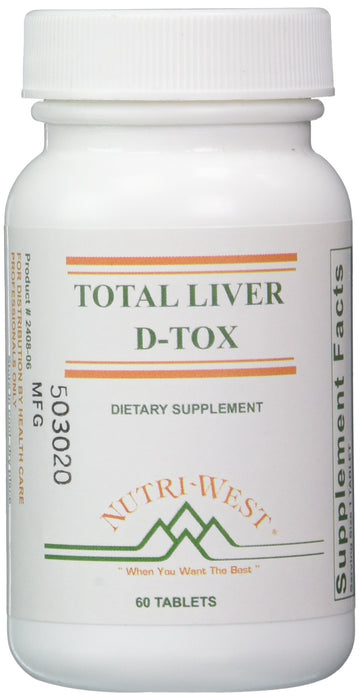 Nutri-West Total Liver D-Tox - 60 Tablets, White