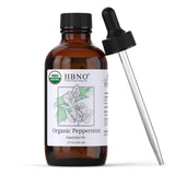 HBNO Organic Peppermint Essential Oil (Mentha Piperita)- Huge 4 oz (120ml) Value Size - USDA Certified Organic Peppermint Essential Oil for Aromatherapy, Soap Making, DIY, Diffuser.