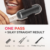 TYMO Hair Straightener Brush with Keratin Ceramic Coating - 5 Temps, 20s Heating, Dual Voltage