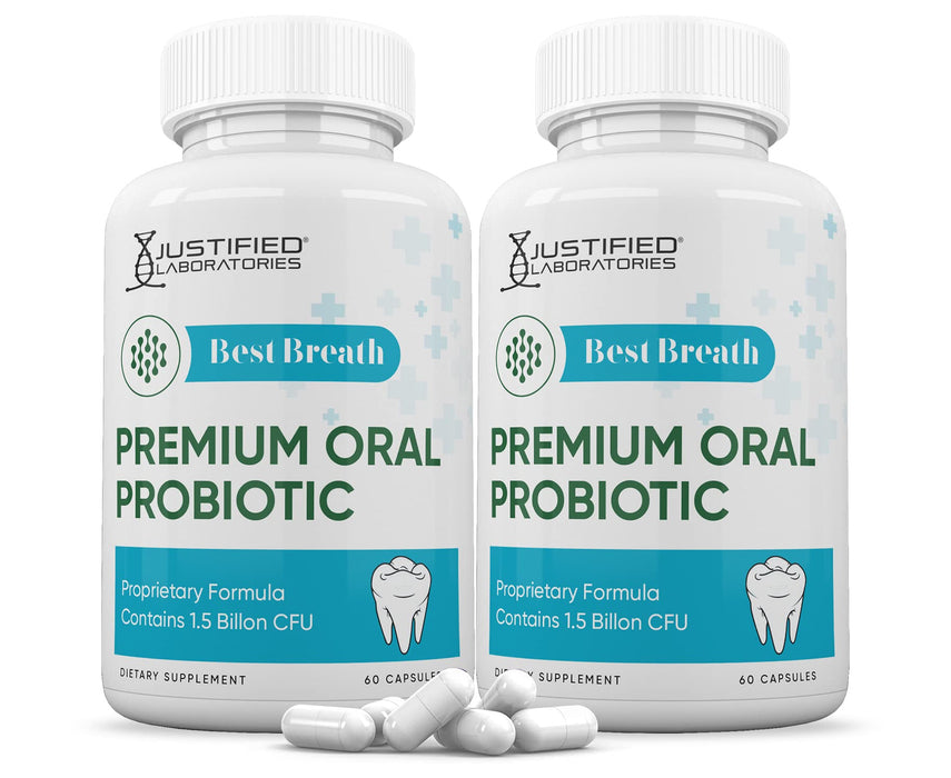 Justified Laboratories (2 Pack) Best Breath 1.5 Billion CFU Probiotic Oral Support 120 Capsules