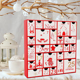 Juegoal Red Advent Calendar, 11.8 Inch Christmas Wooden Advent Calendar with 25 Large Drawers, Christmas Countdown Calendar 2024, Premium Wood Hand Painted Refillable Advent Cute Holiday Decoration