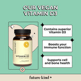Future Kind Vegan Vitamin D3 (30 Softgels in Glass Bottle) - 2500 IU Plant-Based Vitamin D Supplements for Cell and Immune Support - Sugar-Free, Lichen-Based Vitamin D Supplements for Women & Men