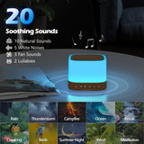 Buffbee Sound Machine with Night Light - White Noise Machine for Sleeping, 20 Soothing Sounds, 10-Color Adjustable Brightness, 32-Level Volume, Sleep Timer, Wood Grain