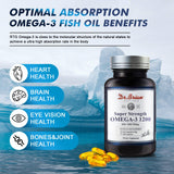 Dr.Brian Omega 3 Fish Oil Supplements, High Absorption rTG Omega 3 Wild Fish Oil 1200mg with Epa,Dha,Fatty Acids,Triglyceride,Vitamin E | Lemon Flavor(180 Softgels)