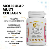 Coco March Molecular Multi-Collagen - Low Molecular Weight Collagen Types I, II, III, V, X Joints, Skin, Nails, Hair, Gluten Free, Soy Free, Dairy Free, Keto Friendly, Paleo Friendly, 90 Capsules